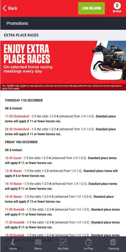 Ladbrokes extra places