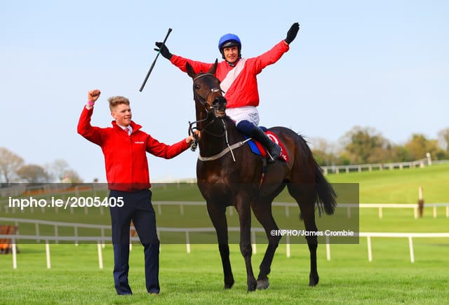 Paul Townend onboard Allaho celebrates winning 27/4/2022